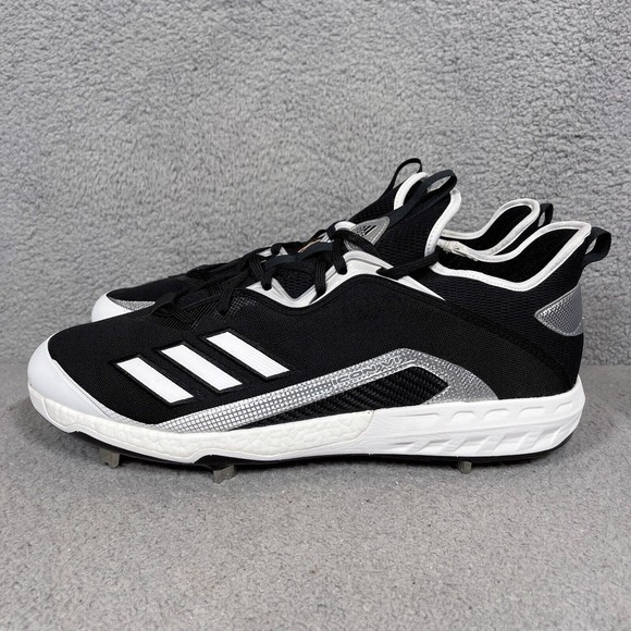 Adidas Icon 6 Mens Size 17 Metal Baseball Cleats Black White EG6488 - Picture 3 of 9